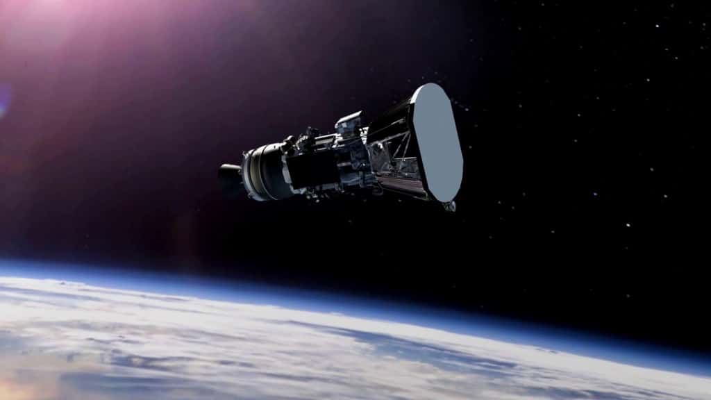 ภาพจำลอง Parker Solar Probe ขณะเดินทางอยู่เหนือชั้นบรรยากาศของโลก (ภาพจาก: NASA)